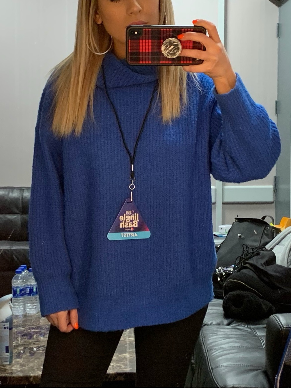 Cozy Royal Blue Ribbed Turtleneck Sweater